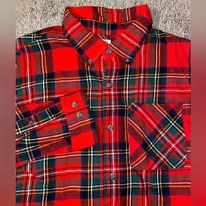 Red Plaid Casual Button Down Shirt